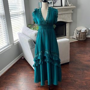 Teal Ruffle Maxi Dress